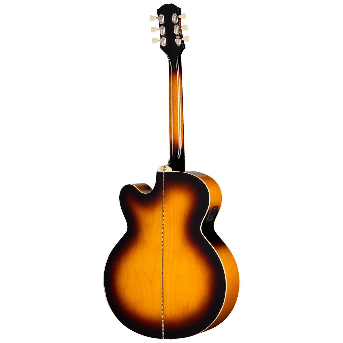 Back of Epiphone J 200 Studio EC Vintage Sunburst.