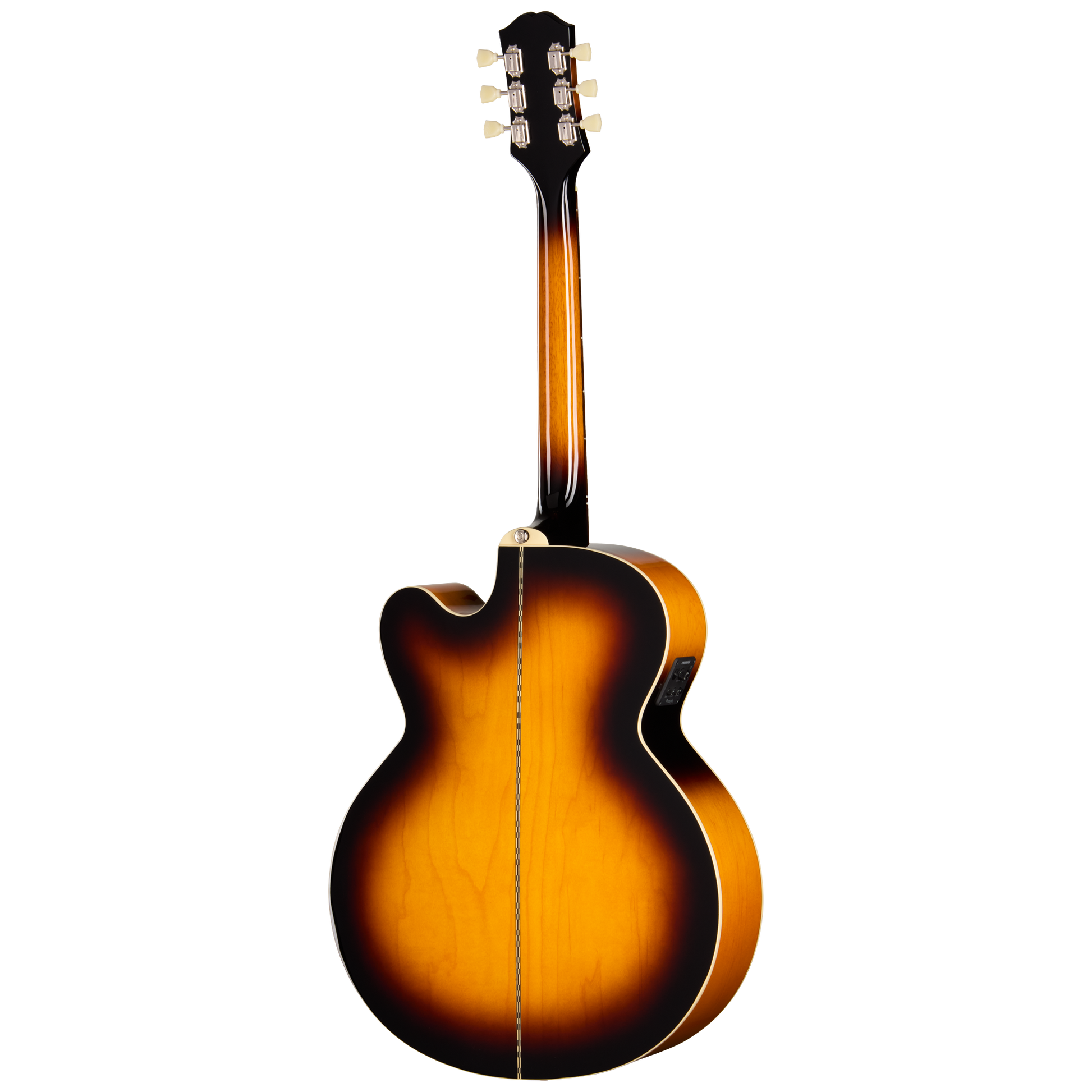 Back of Epiphone J 200 Studio EC Vintage Sunburst.