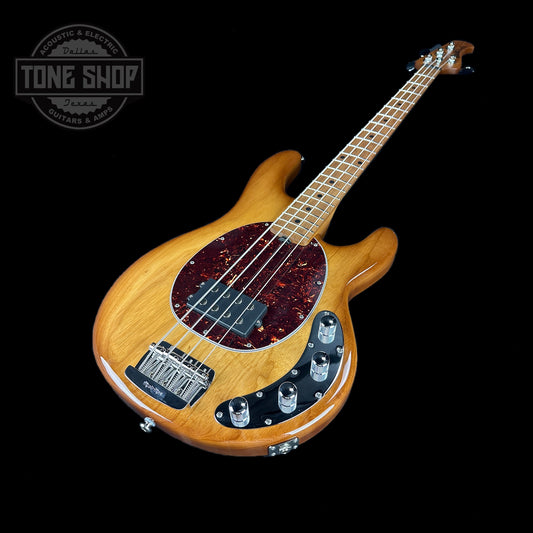 Front angle of Ernie Ball Music Man StingRay Special H Bass MP Hot Honey.