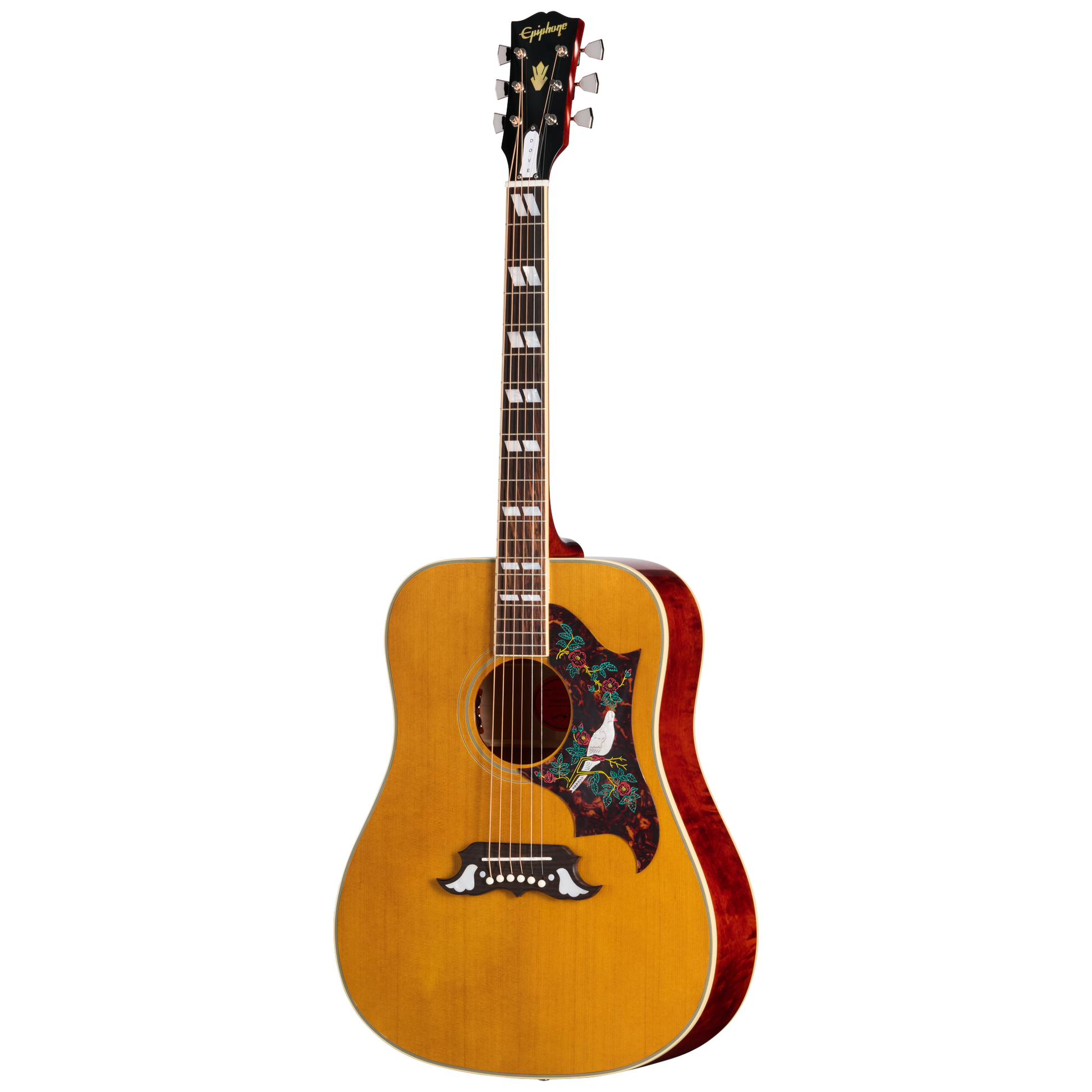 Full frontal of Epiphone Inspired by Gibson Custom 1963 Dove Reissue Natural.