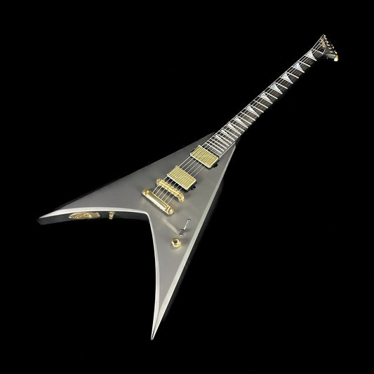 Front angle of Jackson Custom Shop Limited Edition King V Nos Satin Black.