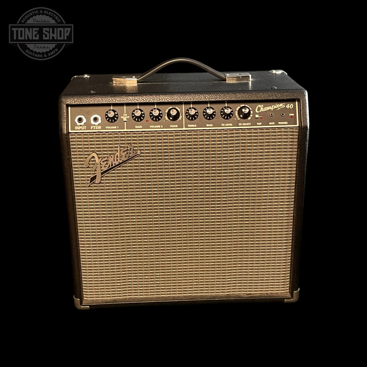Front of Used Fender Champ 40 1x12 guitar amplifier TSS7386.