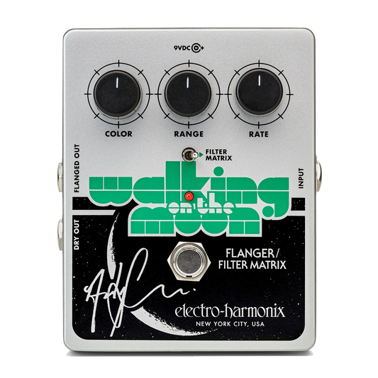 Top down of EHX Electro-Harmonix Walking on the Moon Andy Summers Analog Flanger.