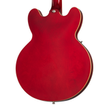 Back of body of Epiphone ES-335 Left Handed Cherry.