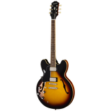 Full frontal of Epiphone ES-335 Left Handed Vintage Sunburst.
