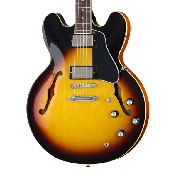 Front of Epiphone ES-335 Vintage Sunburst.