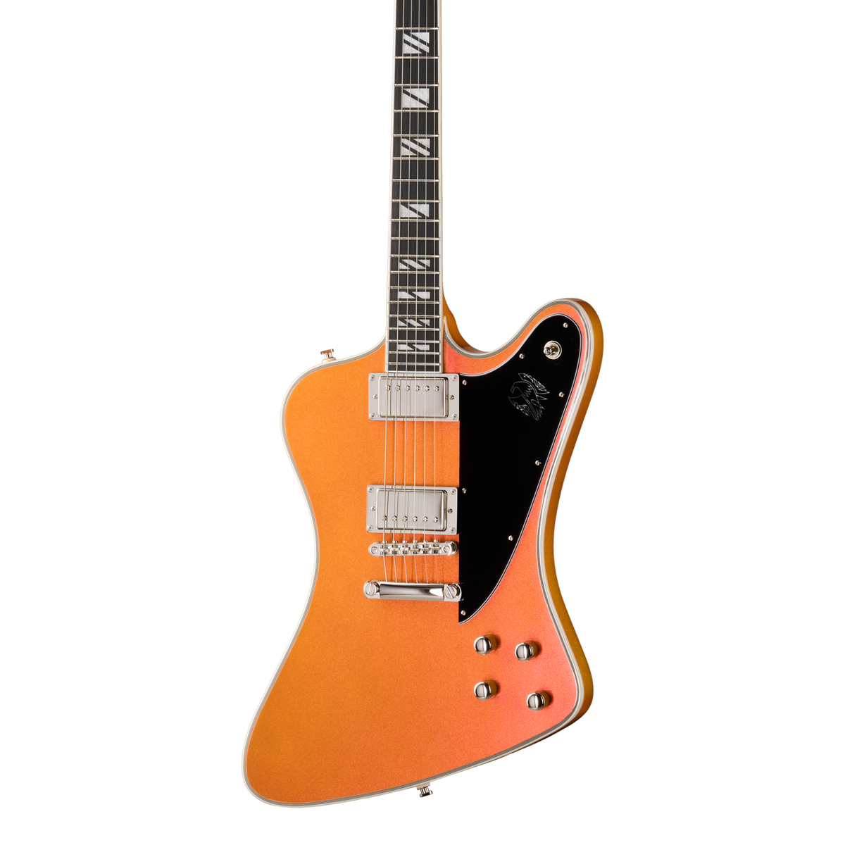 Front of Epiphone Futura Firebird Custom Firestorm Shift.