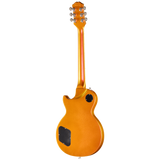 Orange electric guitar on a white background