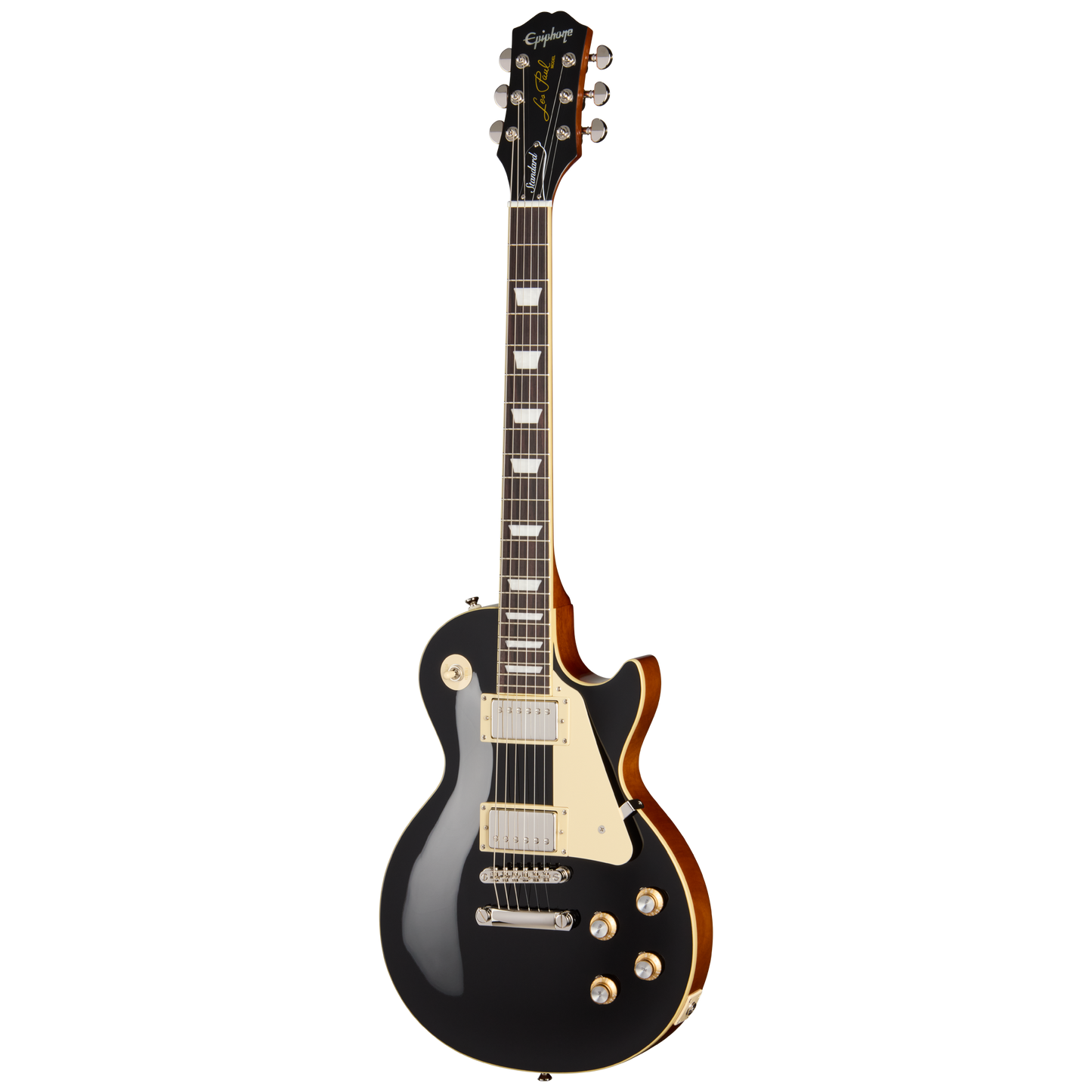 Full frontal of Epiphone Les Paul Standard 60s Ebony.