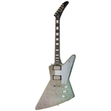 Full frontal of Epiphone Lzzy Hale Explorer Custom Black Diamond Holographic Sparkle.