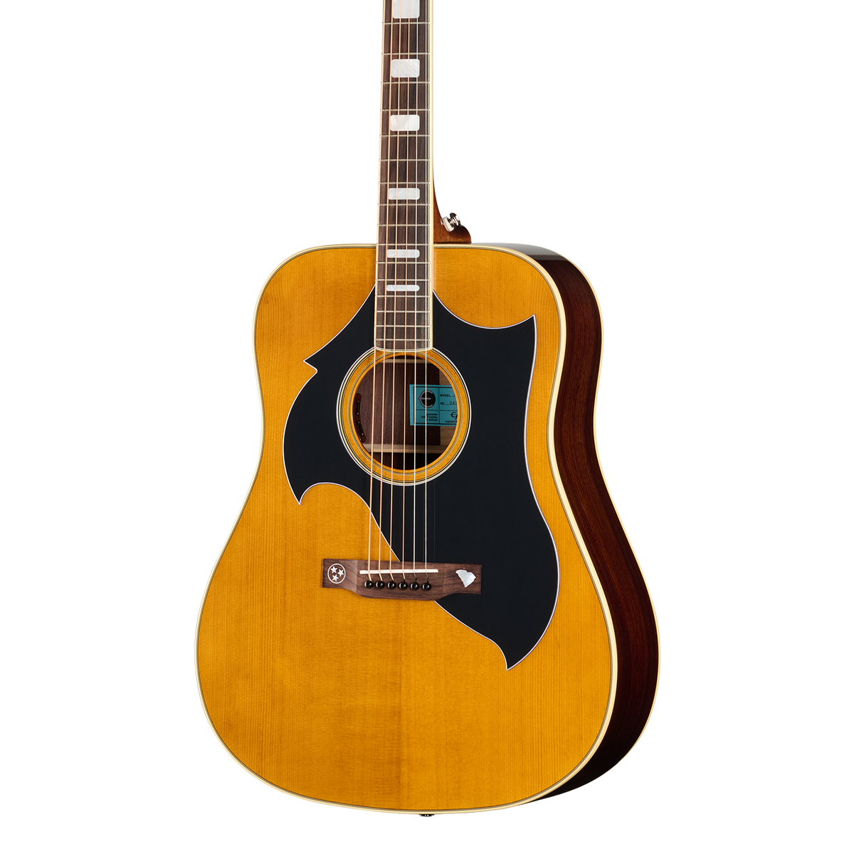 Front of Epiphone Marcus King El Dorado Antique Natural.
