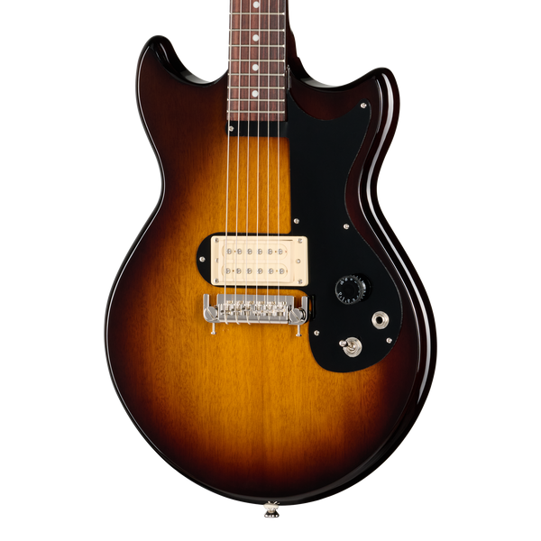 Front of Epiphone Joan Jett Olympic Special Vintage Sunburst.