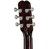 Back of headstock of Epiphone Joan Jett Olympic Special Vintage Sunburst.