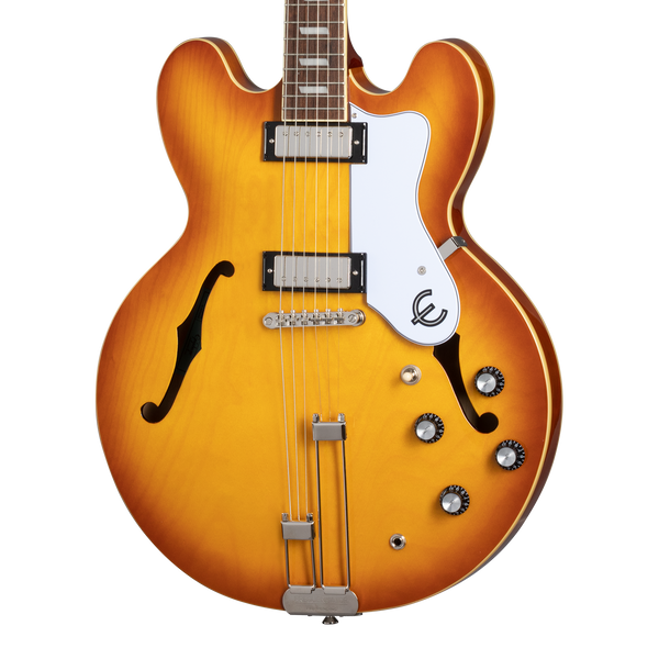 Front of Epiphone Riviera Royal Tan.
