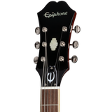 Headstock of Epiphone Riviera Royal Tan.