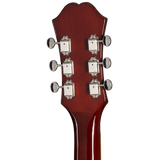Back of headstock of Epiphone Riviera Royal Tan.
