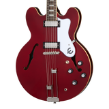 Front of Epiphone Riviera Sparkling Burgundy.