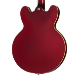 Back of body of Epiphone Riviera Sparkling Burgundy.