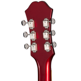 Back of headstock of Epiphone Riviera Sparkling Burgundy.