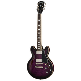 Full frontal of Gibson USA ES 339 Figured Dark Purple Burst.
