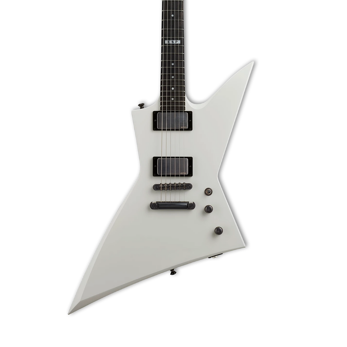 Front of ESP E-II EX Neck Thru Snow White.