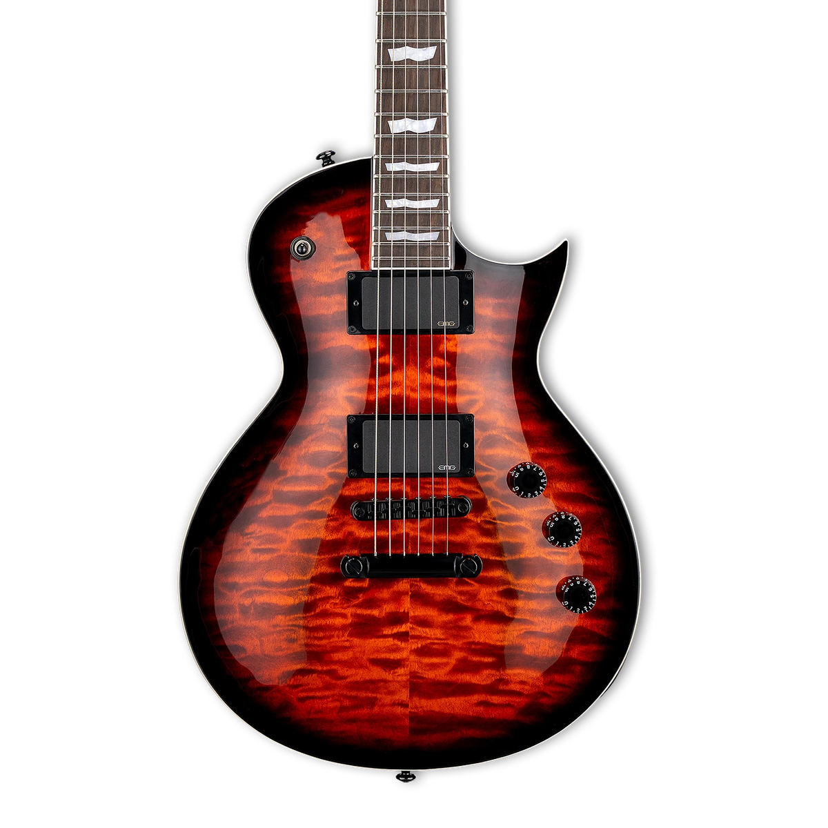 Front of ESP LTD EC-400 QM Vintage Burst.