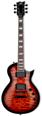 Full frontal of ESP LTD EC-400 QM Vintage Burst.