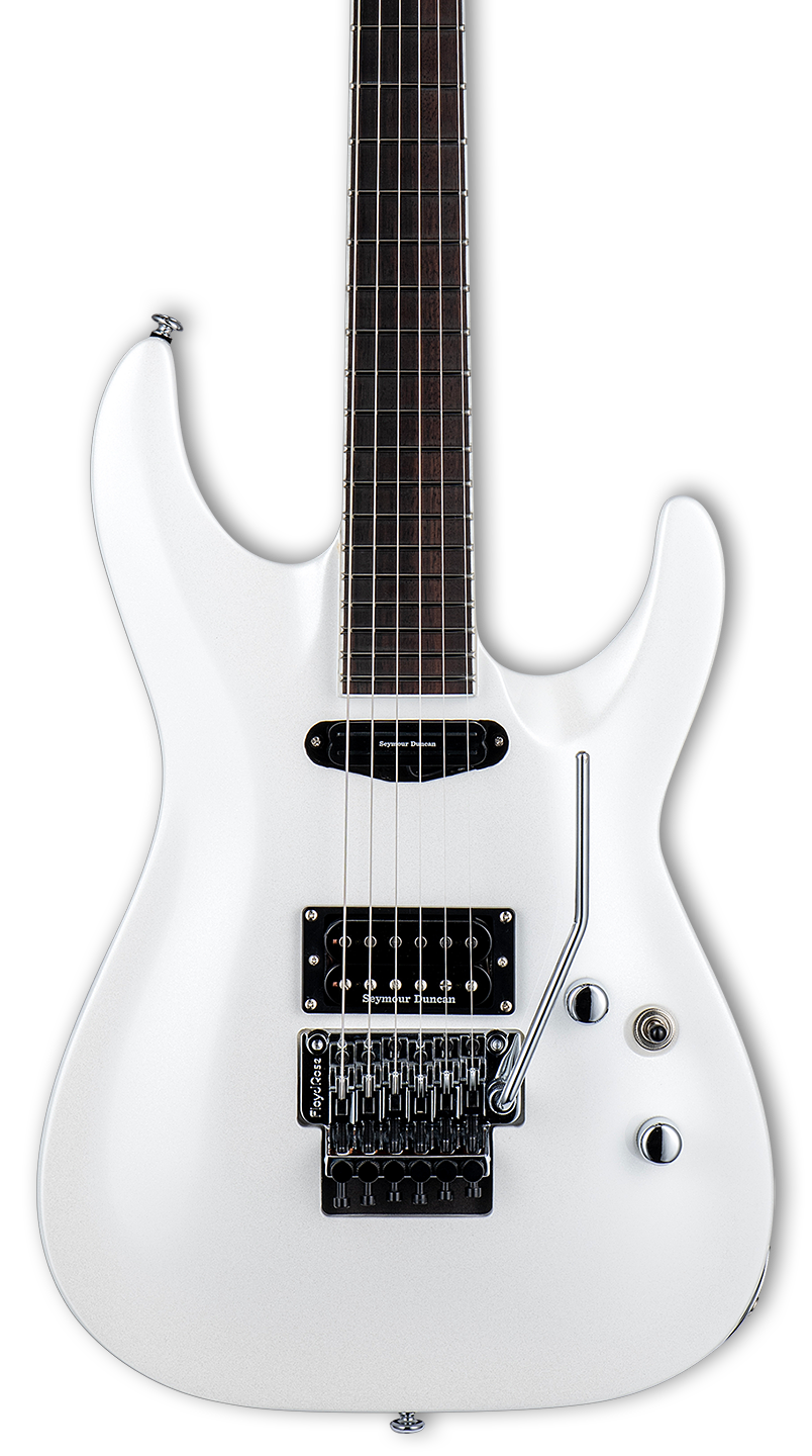 Frontal of ESP LTD Horizon Custom ’87 Pearl White.