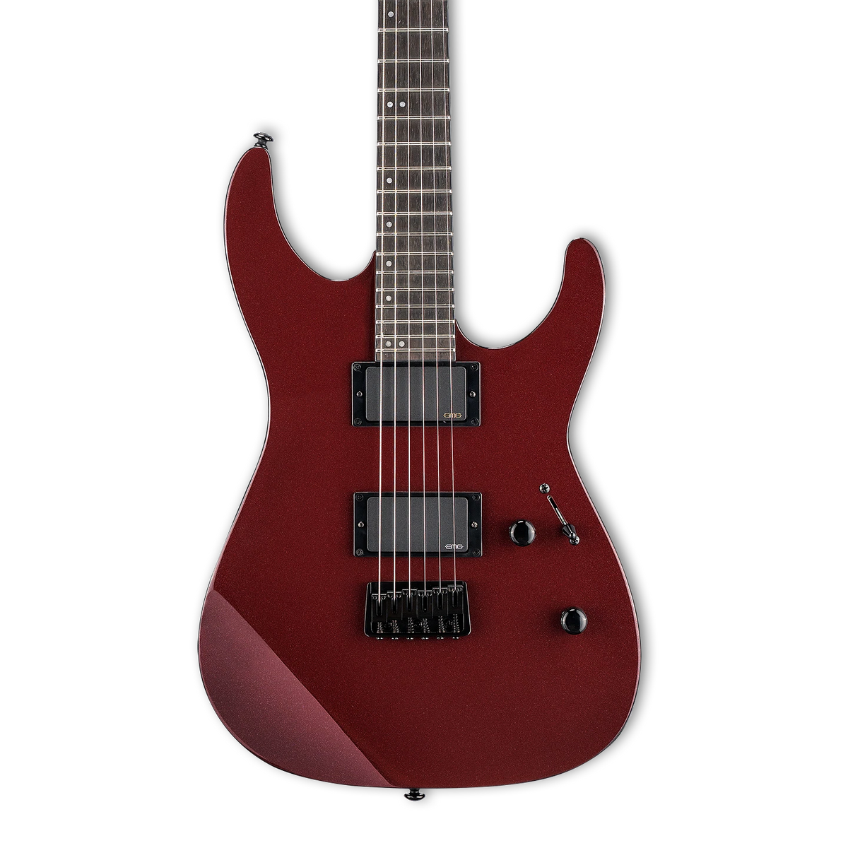 Front of ESP LTD M-400HT Scarlet Metallic.