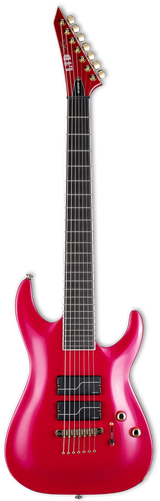 Full frontal of ESP LTD Stephen Carpenter SC-607B Magenta Metallic.