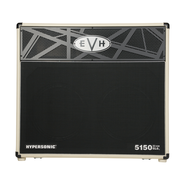 Front of EVH 5150 III Hypersonic 6L6 2x12 Combo Ivory.