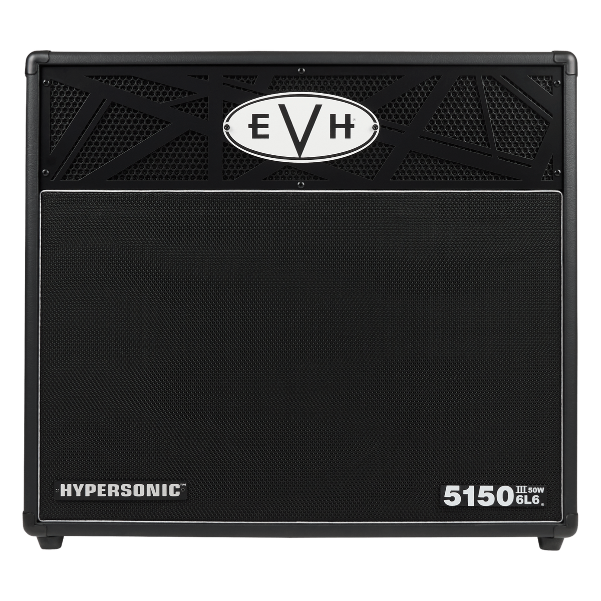Front of EVH 5150III  Hypersonic 6L6 Black 1x12 Combo Amp.