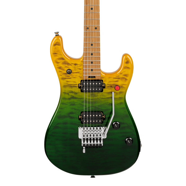 Front of EVH 5150 Series Deluxe QM Baked Maple Limeade Zest.