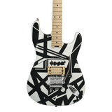 Front of EVH Striped Series Shapes Maple White and Black.