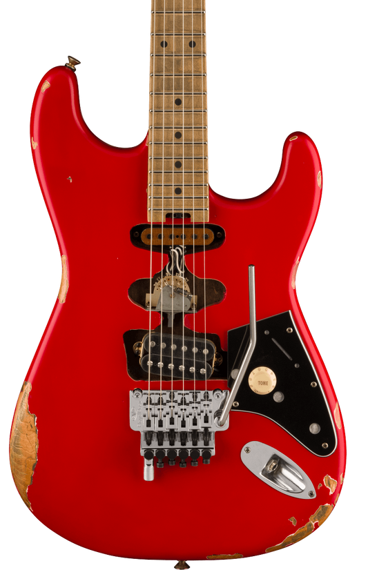 Front of EVH FRANKIE RELIC RED.