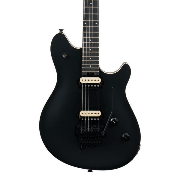 Front of EVH Wolfgang Special Baked Maple Stealth Black.
