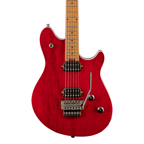 Front of EVH Wolfgang WG Standard QM Baked Maple Fingerboard Wine Red.