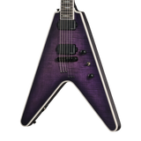 Front of Epiphone Prophecy Flying V Orchid Bloom Satin.