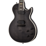 Front of Epiphone Prophecy Les Paul Baritone Obsidian Storm Satin.
