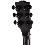 Back of headstock of Epiphone Prophecy Les Paul Obsidian Storm Satin.