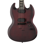 Front of Epiphone Prophecy SG Crimson Fog Satin.