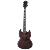 Full frontal of Epiphone Prophecy SG Crimson Fog Satin.