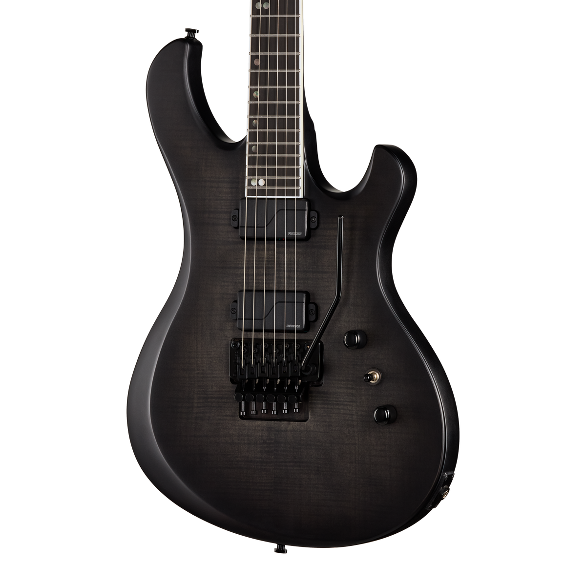 Front of Epiphone Prophecy Victory FR Obsidian Storm Satin.