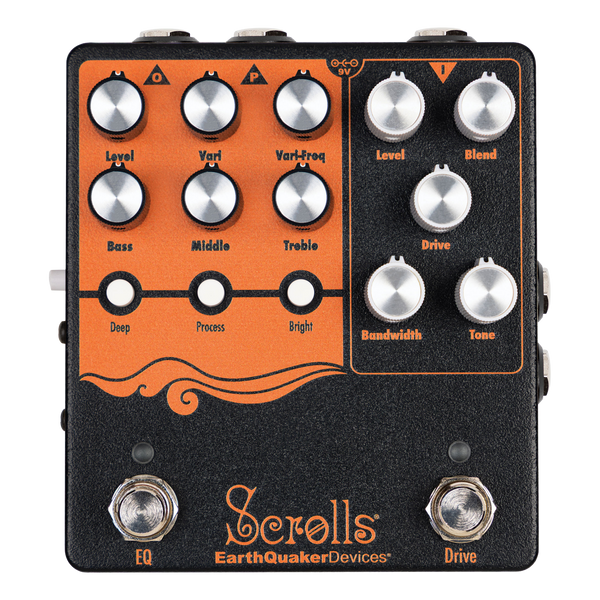 Front of Earthquaker Devices Scrolls Bass Odyssey.