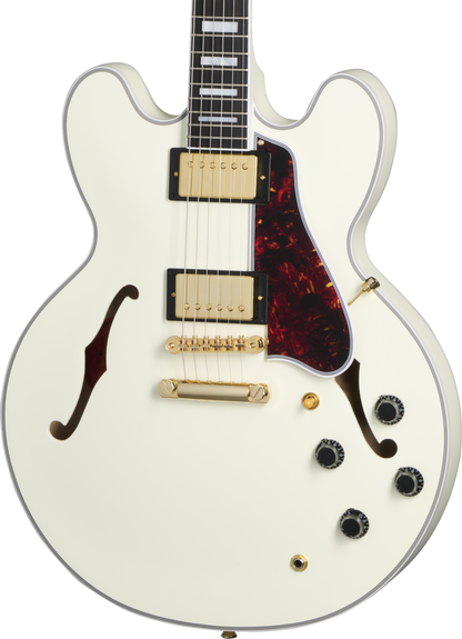 Front of Epiphone 1959 ES-355 Classic White.