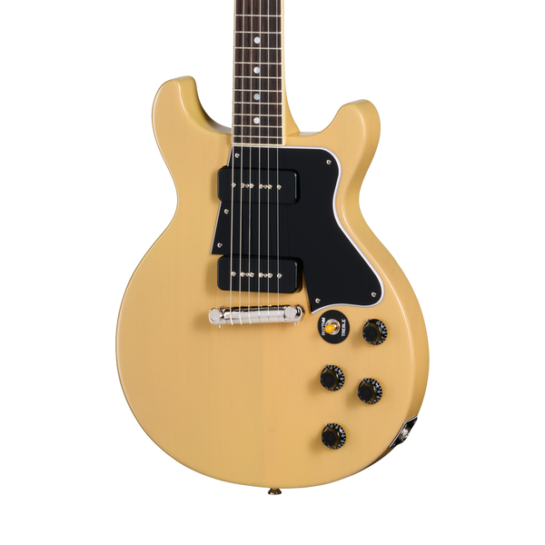Front of Epiphone 1960 Les Paul Special Double Cut Reissue TV Yellow.