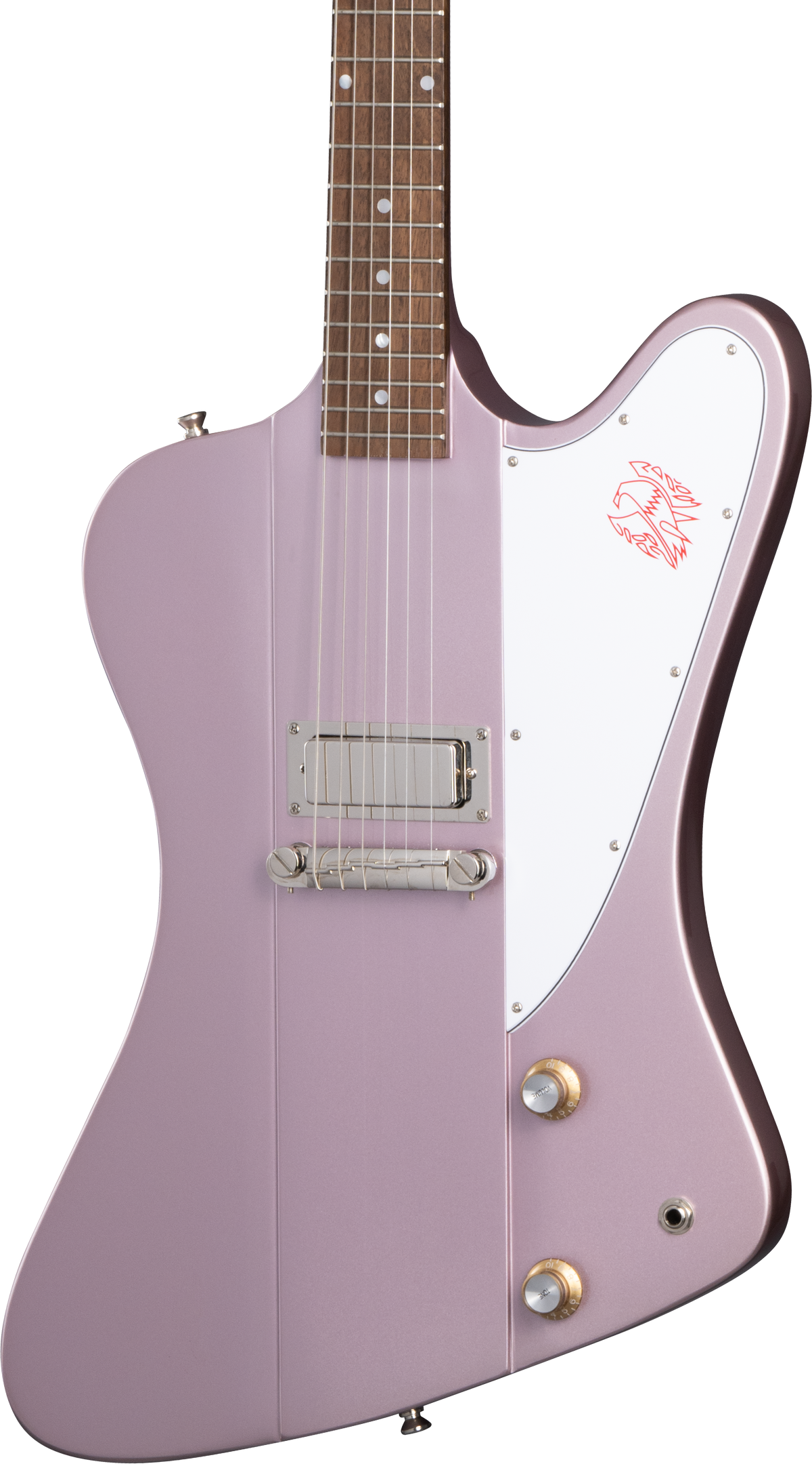 Front of Epiphone 1963 Firebird I Heather Poly.