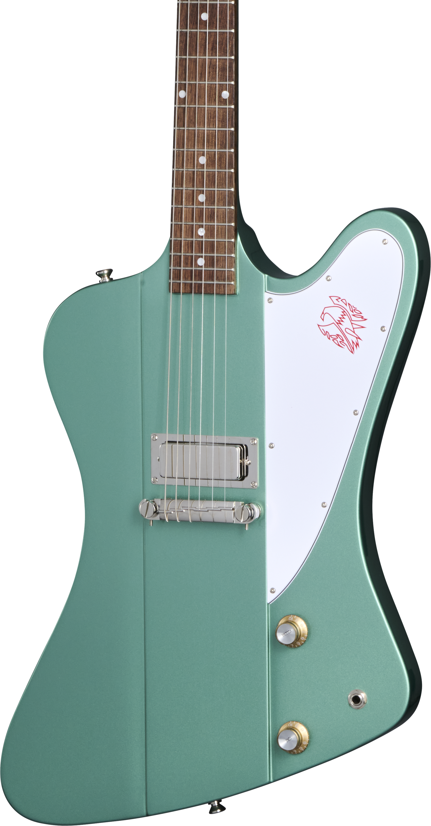 Front of Epiphone 1963 Firebird I Inverness Green.