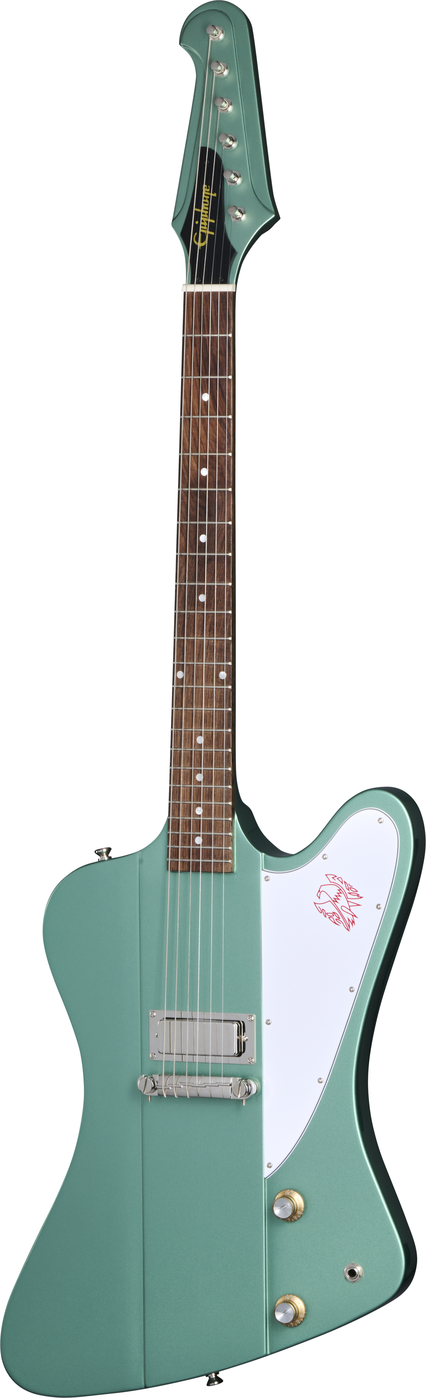 Full frontal of Epiphone 1963 Firebird I Inverness Green.