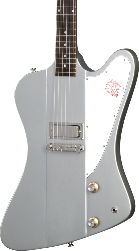 Front of Epiphone 1963 Firebird I Silver Mist.